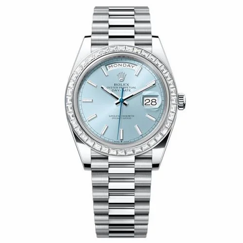 Rolex Day-Date 40 Platinum - Baguette / Ice Blue 228396TBR-0039 (M228396TBR-0039)